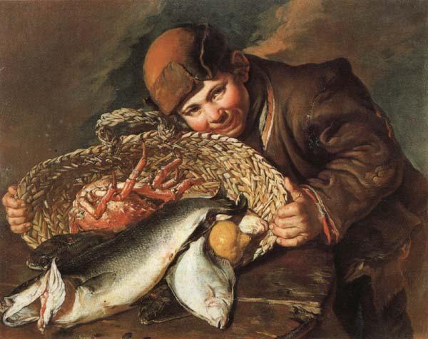 CERUTI, Giacomo Boy with a  Basket of Fish China oil painting art